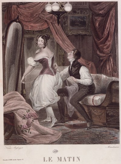 सुबह, &39;ले कोर्सेट&39;, पब से लियोन मौडिसन द्वारा उकेरी गई। Mirel द्वारा, c.1824-30 द्वारा बासगेट नुमा