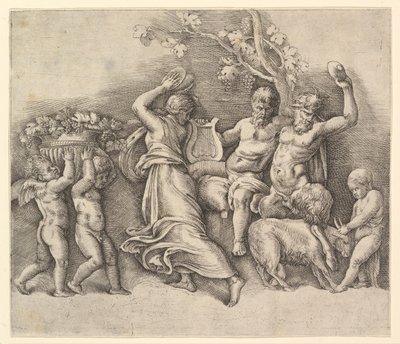A Bacchanal, 1530-61.  द्वारा बतिस्ता फ्रेंको वेनेज़ियानो