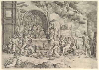 कामदेव और मानस का विवाह दायां पैनल, सीए। 1530-61। द्वारा बतिस्ता फ्रेंको वेनेज़ियानो