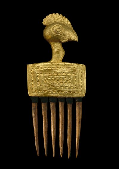 कंघी, आइवरी कोस्ट (लकड़ी और सोने की पत्ती) द्वारा Baule Culture Baule Culture