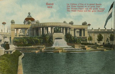 वाटर पैलेस और द ग्रेट बेसिन, गेन्ट, 1913। 1913 में पोस्टकार्ड भेजा गया। द्वारा बेल्जियम का फोटोग्राफर