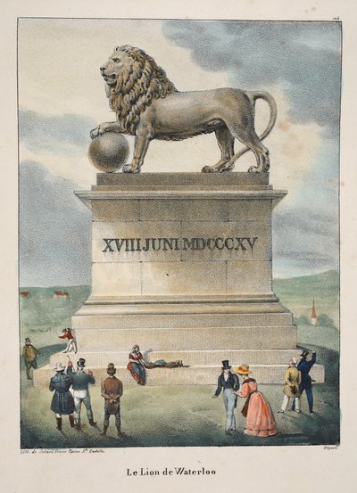द लायन ऑफ़ वाटरलू, c.1895 (फोटोक्रोम) द्वारा बेल्जियम स्कूल