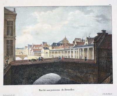 ब्रुसेल्स फिश मार्केट, c.1895 (फोटोक्रोम) द्वारा बेल्जियम स्कूल