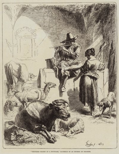 शेफर्ड एक फव्वारे पर बैठा द्वारा Benjamin Herring