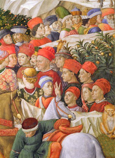 जुलूस में चेहरे, चैपल में मैगी चक्र की यात्रा से विस्तार, 70.101 की c.1460 फ्रेस्को विस्तार द्वारा बेनोज़ो डी लेस डि सैंड्रो गूज़ोली