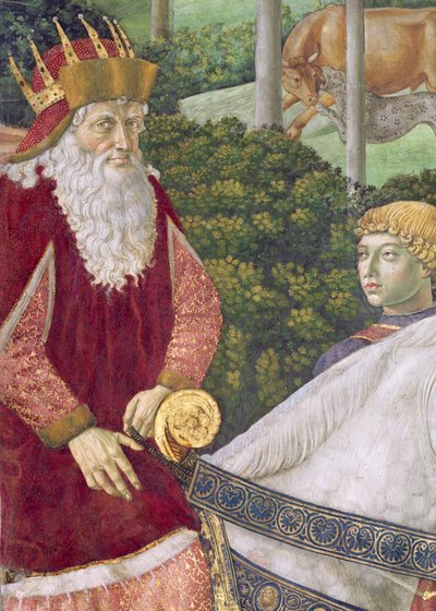 Giuseppe, कॉन्स्टेंटिनोपल के संरक्षक, तीन राजाओं में से एक के रूप में, चैपल में मैगी चक्र की यात्रा से विस्तार, 70601 का c.1460 फ्रेस्को विस्तार द्वारा बेनोज़ो डी लेस डि सैंड्रो गूज़ोली
