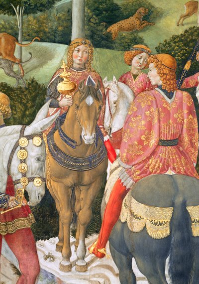 शाही प्रवेश में घुड़सवार, चैपल में मैगी चक्र की यात्रा से विस्तार, 70601 के c.1460 फ्रेस्को विस्तार द्वारा बेनोज़ो डी लेस डि सैंड्रो गूज़ोली