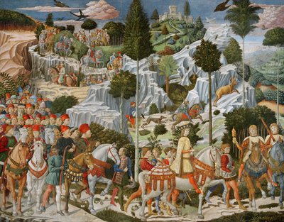 मागी टू बेथलेहम की यात्रा, चैपल की दाहिनी हाथ की दीवार, c.1460 द्वारा Benozzo di Lese di Sandro Gozzoli