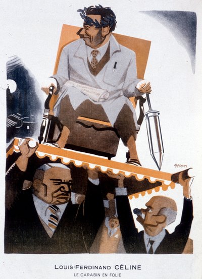 लुई-फर्डिनेंड सेलीन (1894-1961) (लुई फर्डिनेंड सेलीन) द्वारा कार्टून - बर्नार्ड बेकन (बर्नहार्ड कहन) (1890-1943) द्वारा 15/01/1933 के "" फैंटासियो "" में चित्रण द्वारा बर्नार्ड बने