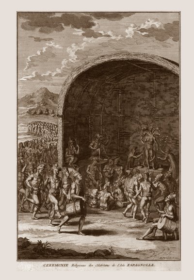 आइल ऑफ हिसपनिओला के इनहैंबेंट्स का धार्मिक समारोह, c1721। द्वारा बर्नार्ड पिकार्ट