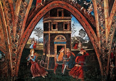 सेंट बारबरा की शहादत, बर्नार्डिनो पिंटुरिचियो (सीए 1452-1513), फ्रेस्को, हॉल ऑफ द सेंट्स, बोर्गिया अपार्टमेंट्स, अपोस्टोलिक पैलेस, वेटिकन सिटी, इटली द्वारा। द्वारा बर्नार्डिनो डि बेटो पिंटुरिचियो