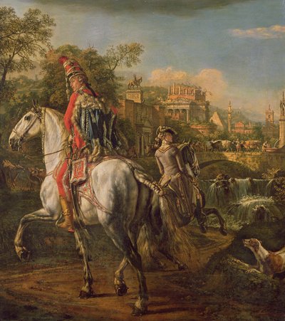 घोड़े की पीठ पर एक हसर, 1773 द्वारा बर्नार्डो बेलोट्टो (कैनेलेटो)
