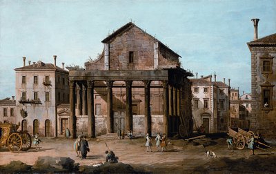 रोम - फोरम में एंटोनिनस और फॉस्टिना का मंदिर, c.1742-43 द्वारा बर्नार्डो बेलोट्टो (कैनेलेटो)