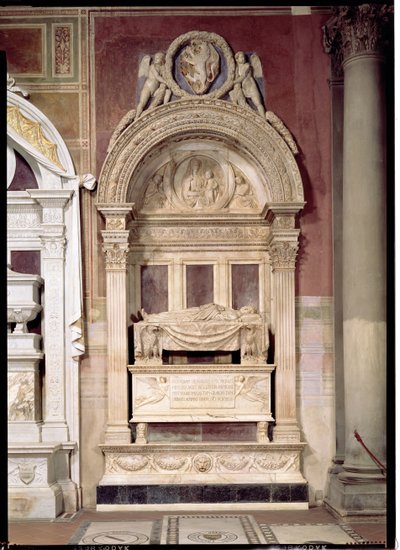लियोनार्डो ब्रूनी का मकबरा (1369-144) 1446-50 (संगमरमर) द्वारा Bernardo Rossellino
