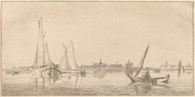 शहर के साथ नदी, 1775। द्वारा बर्नहार्ड श्रेडर