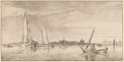 शहर के साथ नदी, 1775। द्वारा बर्नहार्ड श्रेडर