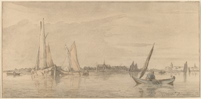 शहर के साथ नदी, 1775। द्वारा बर्नहार्ड श्रेडर