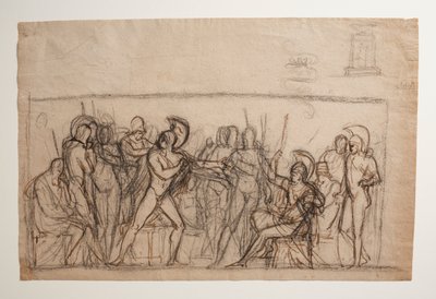 Agamenons Achilles के साथ लड़ाई। बपतिस्मात्मक फ़ॉन्ट द्वारा बर्टेल थोरवाल्डसेन