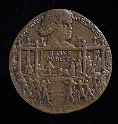 लोरेंजो डी&39;मेड्डी (1449-92) के सिर के साथ पदक 1478 (रेक्टो) (कांस्य) की पाज़ी साजिश की याद में (120956 देखें) द्वारा Bertoldo di Giovanni