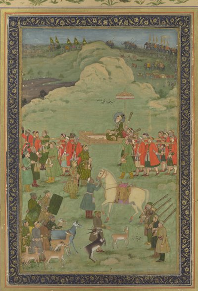 बादशाह औरंगज़ेब पालकी पर सवार होकर, लगभग। 1705-20। द्वारा भवानीदास