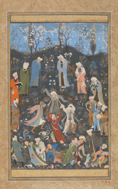 डांसिंग दरवेश, हाफिज के दीवान से फोलियो, सीए। 1480. द्वारा Bihzad
