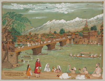 1872 में श्रीनगर का एक दृश्य द्वारा बिशन सिंह
