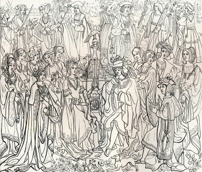फ्रांस के राजा लुई बारहवीं और मैरी ट्यूडर का विवाह, 16 वीं शताब्दी, 1849। द्वारा बिसन और कॉटर्ड