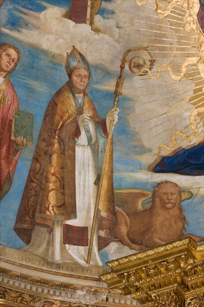 Apse, Catino Apse, Boccaccio Boccaccino, Pantocrator के बीच संतों Marcellino, Imerio, Omobono, Peter Exorcist, St. Imerio का विवरण द्वारा Boccaccio बोकाकिनो