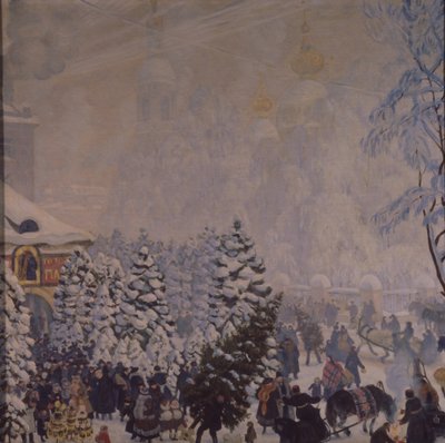 क्रिसमस मार्केट, 1918 द्वारा बोरिस मिखाइलोविच कुस्तोडीव