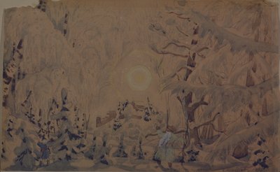 ओपेरा के लिए स्टेज डिजाइन एन रिमस्की-कोर्साकोव, 1910 द्वारा स्नो मेडेन द्वारा बोरिस मिखाइलोविच कुस्तोडीव