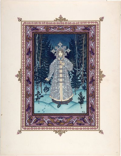 Snegourotchka ( या Snegourka, la Phile de neige) - परी कथा Snegurochka par Zvorykin के लिए चित्रण, बोरिस वासिलिविच (1872-1935 के बाद), c. 1925 - रंग लिथोग्राफी, 27,3x20,5 - निजी संग्रह द्वारा बोरिस वासिलिविच ज़्वोरिंक