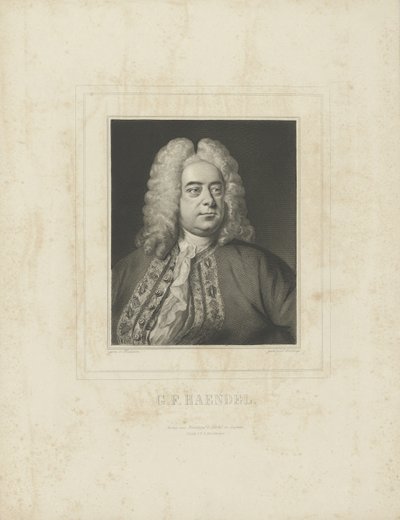 संगीतकार जॉर्ज फ्रेडरिक हेंडेल 1685-1759 का चित्रांकन, सी। 1840। द्वारा ब्रेतकोफ़ और हर्टेल
