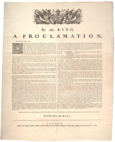 एक उद्घोषणा, 1763 द्वारा ब्रिटिश स्कूल