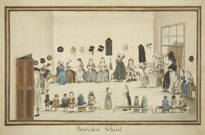 द बेनेवोलेंट स्कूल, c.1795 (कागज पर पानी के रंग और स्याही) द्वारा ब्रिटिश स्कूल