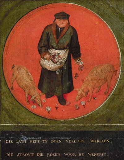 वह जो अपने प्रयास को बर्बाद कर देगा, वह सूअर, 1558 से पहले गुलाब। द्वारा Bruegel