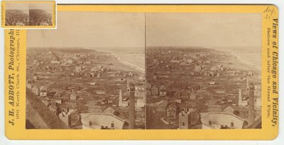 1871 की शिकागो फायर के बाद वाटर टॉवर से उत्तर की स्टिरोग्राफ द्वारा बर्क और कोर्तेके बर्क और कोरेटके