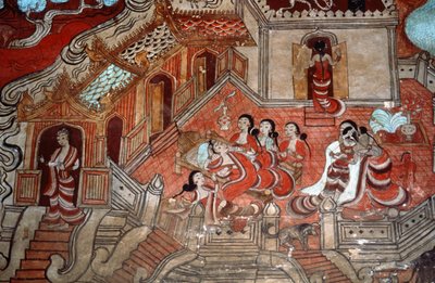 बोधिसत्व के जीवन के दृश्य, 1776 (भित्ति) द्वारा बर्मी स्कूल