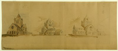सेंट गेब्रियल चर्च, शिकागो, इलिनोइस, परिप्रेक्ष्य रेखाचित्र, सी। 1889. द्वारा बर्नहैम और रूट