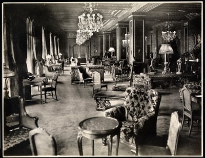 होटल नाइकरबॉकर में लाउंज, 1906 (सिल्वर जिलेटिन प्रिंट) द्वारा Byron Company