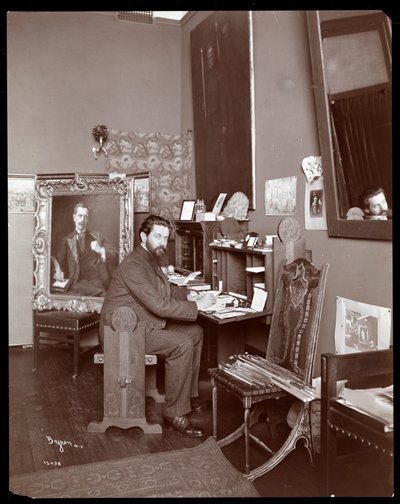 पोर्ट्रेट चित्रकार रिचर्ड हॉल, 1903 (सिल्वर जिलेटिन प्रिंट) द्वारा Byron Company