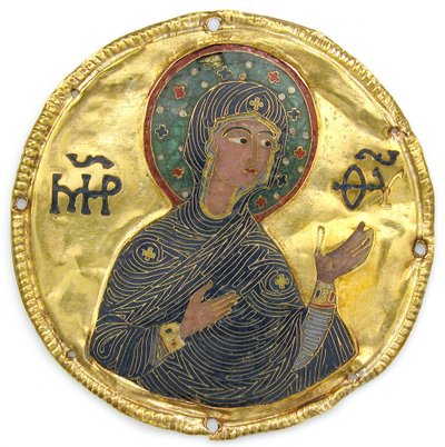 एक चिह्न फ़्रेम से वर्जिन के साथ पदक, c.1100 (सोना, चांदी, और तामचीनी क्लौइज़न) द्वारा बीजान्टिन