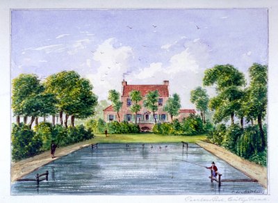 पीयरलेस पूल, सिटी रोड, फिन्सबरी, लंदन में मछली पकड़ते लोग, c1800। द्वारा सीएच मैथ्यूज