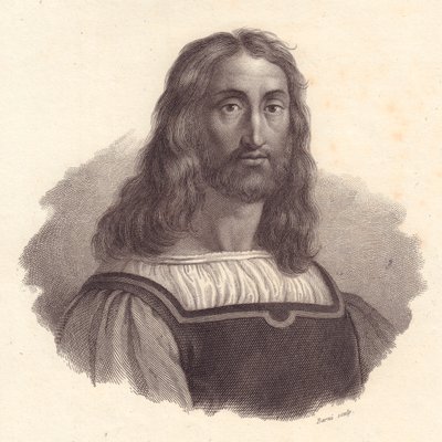इतालवी उत्कीर्णक मार्केंटोनियो रायमोंडी (1480-1534) का पोर्ट्रेट, रैफ़ेलो सैन्ज़ियो द्वारा पेंटिंग से बरनी द्वारा तांबे की नक्काशी द्वारा जेबी और ब्राउन जे। और रोबोथम