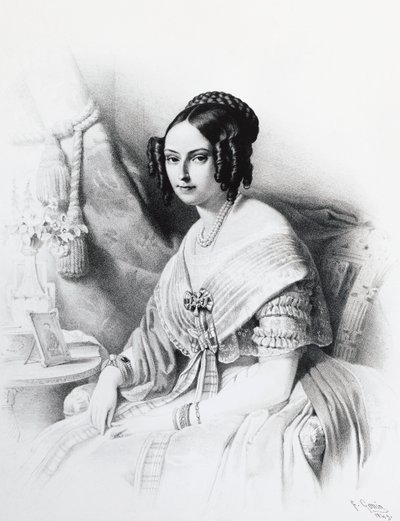 हैब्सबर्ग-लोरेन (1822-1855) के मारिया एडिलेड का पोर्ट्रेट, सेवॉय के विक्टर इमैनुएल द्वितीय की पत्नी, उत्कीर्णन द्वारा जेबी और ब्राउन जे। और रोबोथम