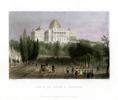 वाशिंगटन, संयुक्त राज्य अमेरिका, 1837 में कैपिटल का दृश्य। द्वारा सीजे बेंटले
