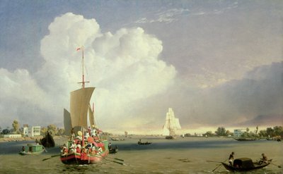 कलकत्ता, 1852 के नीचे गार्डन रीच पर हुगली नदी पर द्वारा सीजे मार्टिन