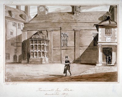 हॉल का दृश्य, फर्निवल्स इन, सिटी ऑफ़ लंदन, 1815 द्वारा सीएन