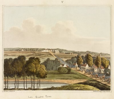 जेम्स कुओस, 1817 (रंगीन एक्वाटिंट) द्वारा उत्कीर्ण, &39;वाटरलू की लड़ाई का एक ऐतिहासिक खाता&39; से लेस क्वात्रे ब्रा द्वारा सीसी हैमिल्टन