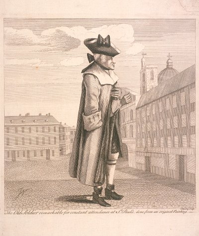 सेंट पॉल्स में निरंतर उपस्थिति के लिए उल्लेखनीय ओल्ड सोल्जर, c1760 द्वारा सी मोस्ली