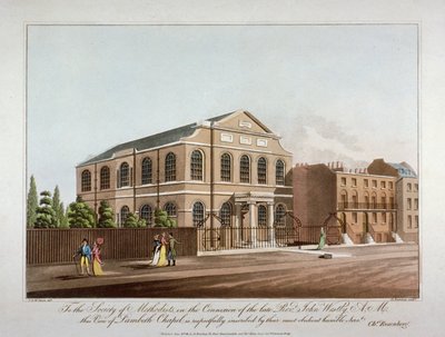 लैम्बेथ, लंदन में मेथोडिस्ट चैपल, 1816। द्वारा सी रोसेनबर्ग